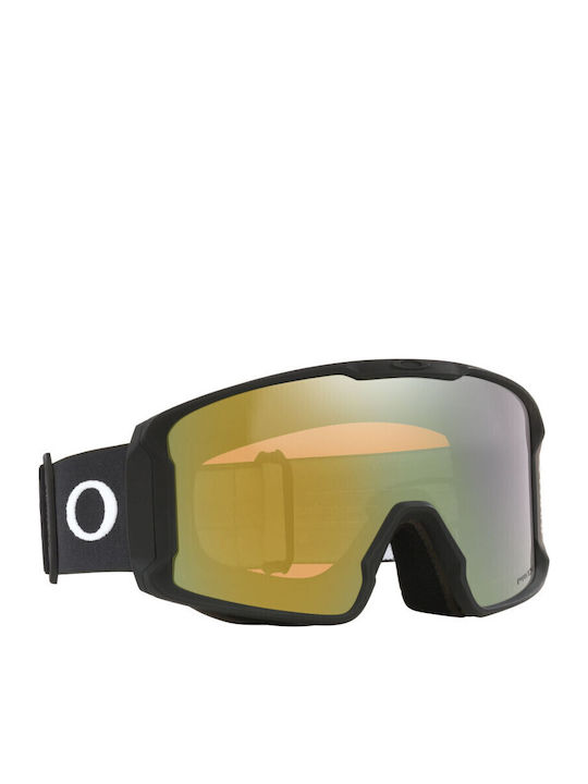 Line Miner Μάσκα Σκι & Snowboard Ενηλίκων Μαύρη με Φακό Καθρέπτη Χρυσό