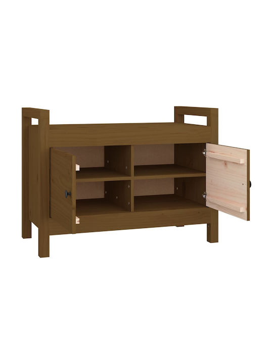 Entry Furniture with Shoe Rack & Bench Honey Brown 80x40x60cm
