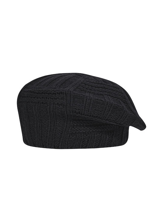 Beret pentru femei tricotate împletitură de culoare negru cod 2104