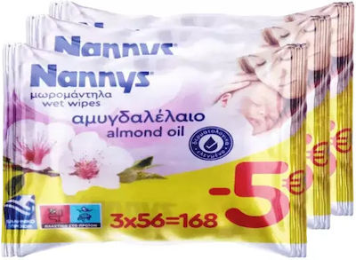 Nannys Baby's Wish Almond Oil Baby Wipes 3x56pcs