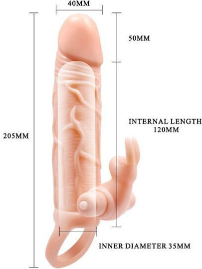 Pretty Love Brave Man Προέκταση Πέους με Δόνηση Flesh 5cm