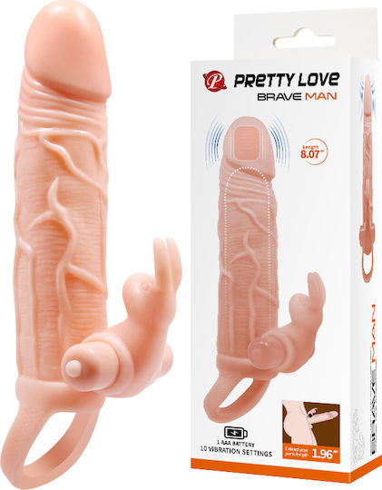 Pretty Love Brave Man Προέκταση Πέους με Δόνηση Flesh 5cm