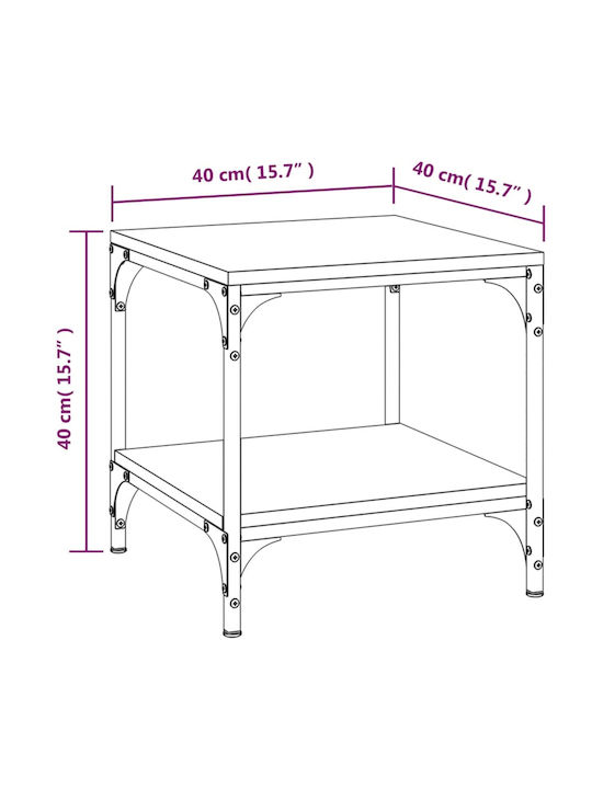 Square Side Table Wooden Black 2pcs M40xL40xH40cm