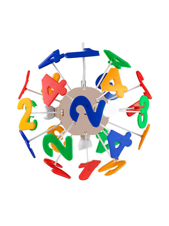 Aca Αριθμοί Kronleuchter Kinderdeckenleuchte Deckenleuchte 40W mit Fassung E14 Mehrfarbig 35x35cm