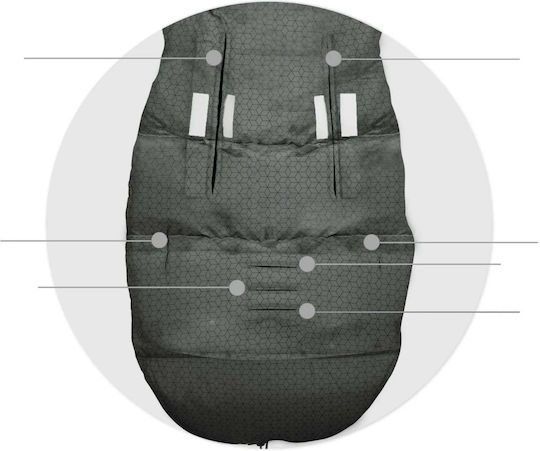 Ricokids Elmi Ποδόσακος Καροτσιού Αδιάβροχος Γραφίτης με Βελούδινη Επένδυση 95x48εκ.
