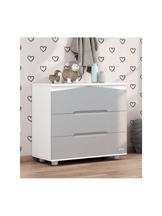 Rabbit Baby Dresser with 3 Drawers Gray 88x54x91cm