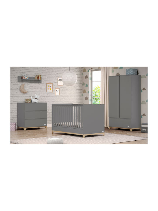 Zoom Dark Baby Dresser with 3 Drawers Gray 94x51x91cm