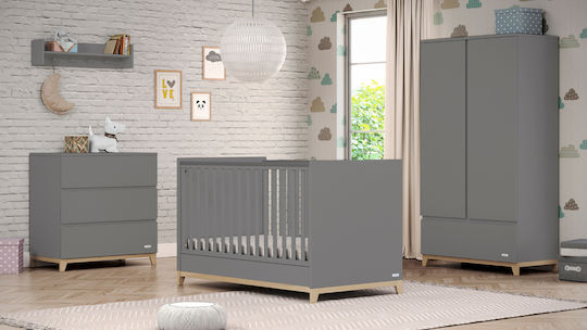 Zoom Dark Baby Kommode mit 3 Schubladen Gray 94x51x91cm