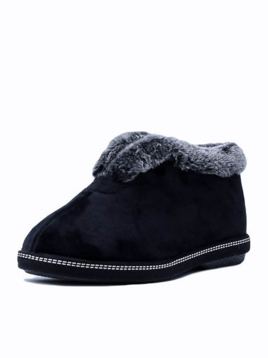 Anatomical Women's Slippers with Fur Black