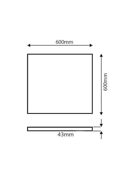 Adeleq Pătrat În aer liber Panou LED Putere 42W cu Alb Cald Lumini 60x60cm.