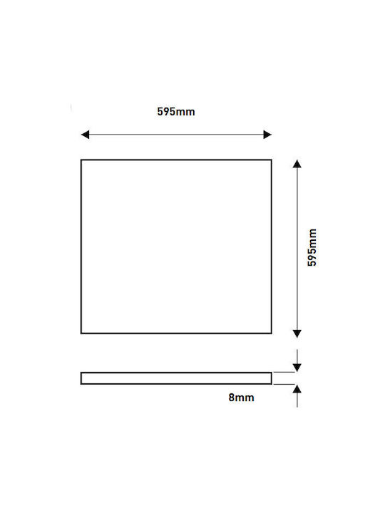 Eurolamp Square Recessed LED Panel 40W with Warm White Light 60x60cm