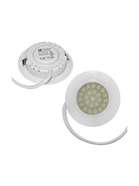 Adeleq Round Plastic Recessed Spot with Integrated LED and Natural White Light 4W 240V White 7x7cm. 1pcs