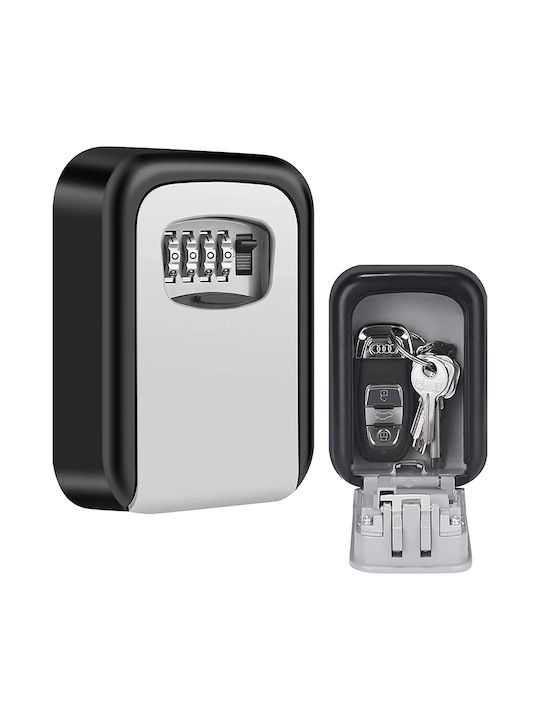 Heavy Duty Wall-mounted Combination Key Holder Plastic with Combination Dial 5 Hooks 9.4x4x11.3cm