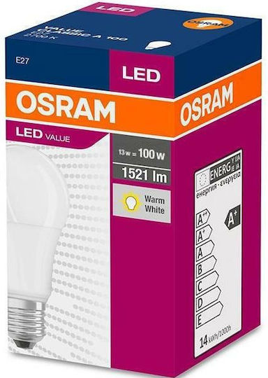 Osram Λάμπα LED 13W για Ντουί E27 και Σχήμα A100 Θερμό Λευκό 1521lm