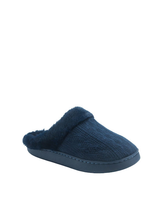 Jomix MD7219 Women's Slipper with Fur In Navy Blue Colour