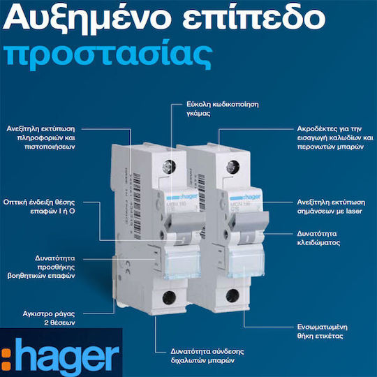 Hager Siguranță automată 40A Monopolară AC NDN140A