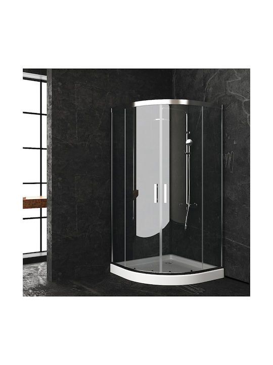 Orabella Vitalia Kabine für Dusche Halbkreisförmig mit Schieben Tür 80x80x190cm Klarglas