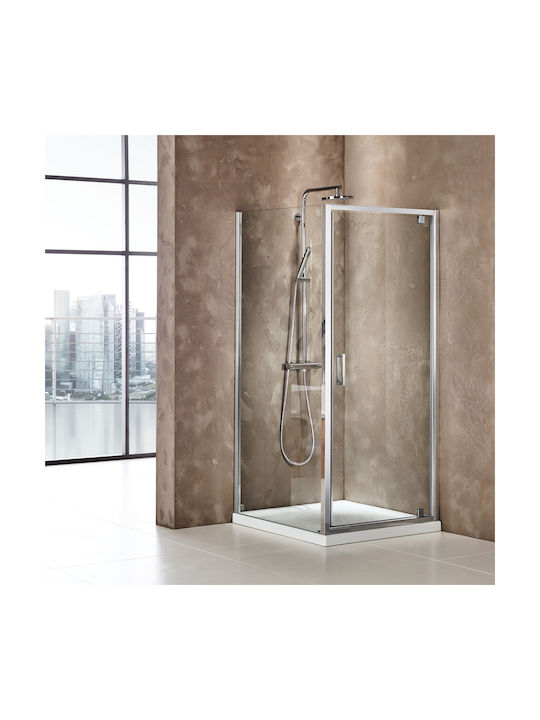 Axis Pivot Shower Screen for Shower with Hinged Door 67-71x185cm Clean Glass Chrome