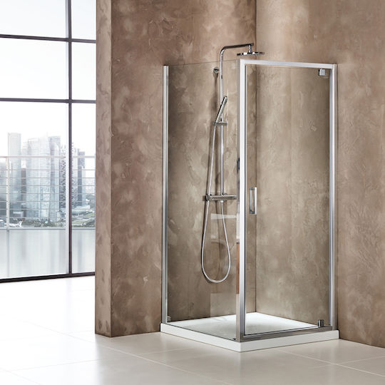 Axis Pivot Shower Screen for Shower with Hinged Door 67-71x185cm Clean Glass Chrome