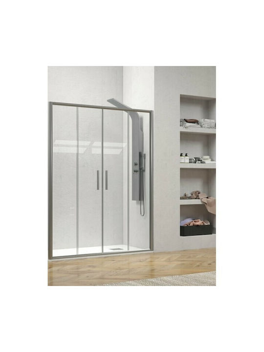 Karag Efe 600 Shower Screen for Shower with Sliding Door 70x190cm Clear Glass Argento