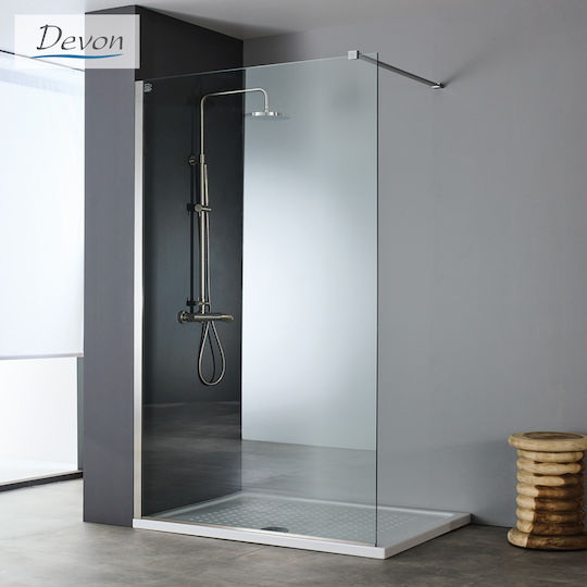 Devon Iwis Walk-In Divider de verandă Duș 87-89x200cm Sticlă curată Inox periat