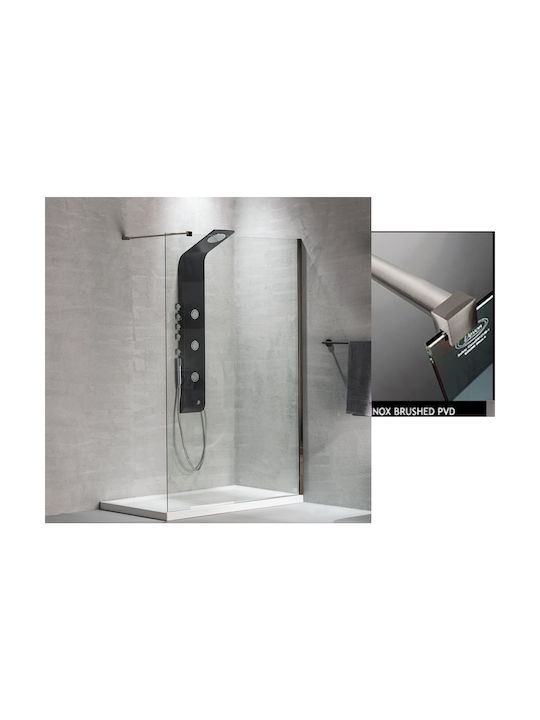 Devon Iwis Walk-In Duschwand für Dusche 87-89x200cm Sauberes Glas Inox gebürstet