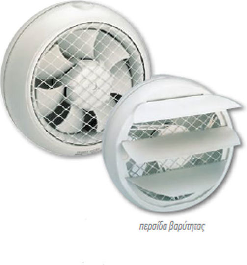 S&P HCM-180N Επιτοίχιος Εξαεριστήρας 225mm Λευκός