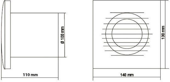 Europlast Wall-mounted Ventilator Bathroom 100mm Gold