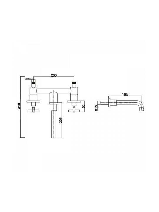 Karag Artemis Built-in Mixer & Spout Set for for Bathroom Sink 1 Exit Inox Oro