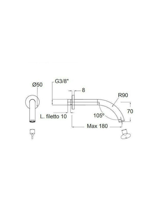 Eurorama Elleta Chester Built-in Faucet Spout for Bathtub Brushed Bronze