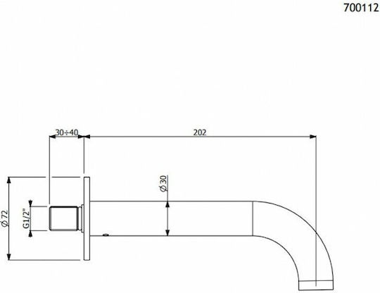 Armando Vicario Industrial Built-in Faucet Spout for Bathtub Brushed Gold