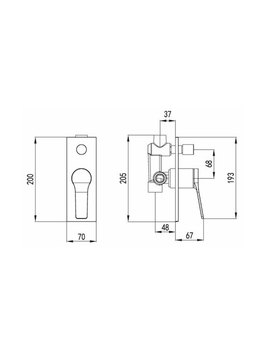 Karag Andare Built-in Faucet Mixer for Shower 2 Exits Bianco