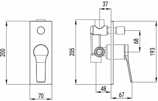 Karag Andare Built-in Faucet Mixer for Shower 2 Exits Bianco