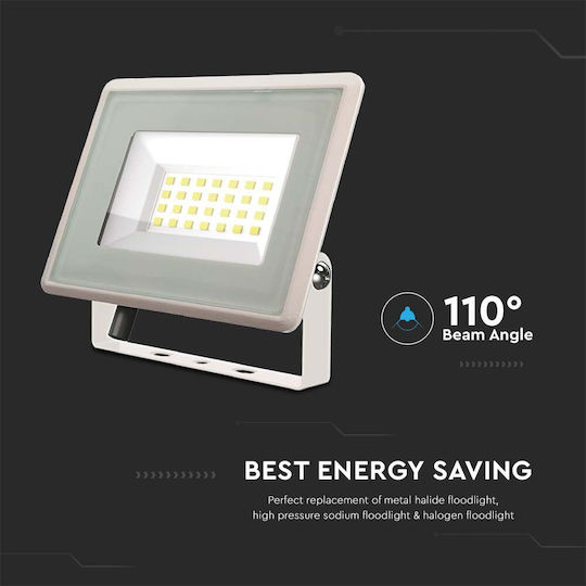 V-TAC Αδιάβροχος LED Προβολέας 20W Топло бяло 3000К IP65