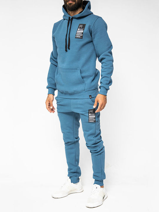 Cotton4all Herren Sweatshirt mit Kapuze und Taschen Petrol Blau