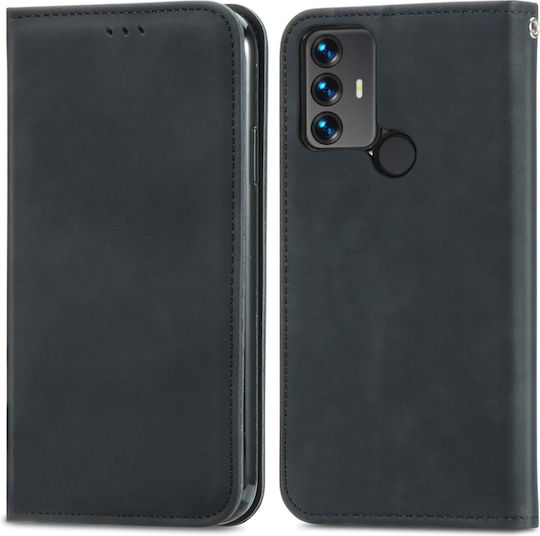 Retro Skin Feel Book Δερματίνης / Δερμάτινο Μαύρο (TCL 30 SE)