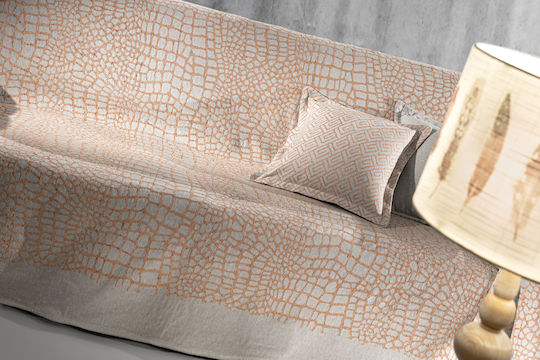 Guy Laroche Amria Покривка За Триместен Диван 180x300см Коралово - Сиво