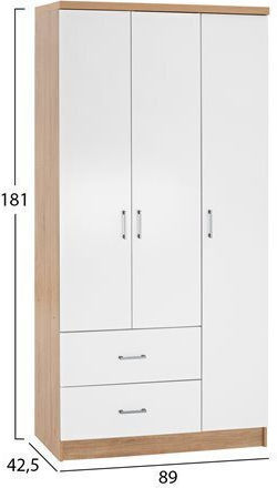 Ușă triplă Dulap de Haine Caesar Sonama-alb 89x42.5x181cm