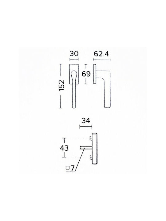 Convex 1515 Λαβή Παραθύρου Λευκή Ματ