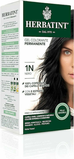 Herbatint Permanent Gel Βαφή Μαλλιών Χωρίς Αμμωνία 1N Φυσικό Μαύρο 150ml