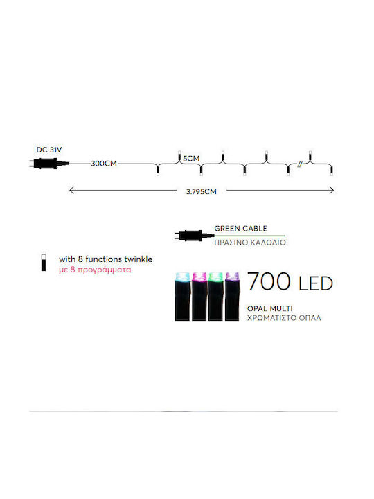 700 Lights LED 34.95m. Multicolor in String 1pcs