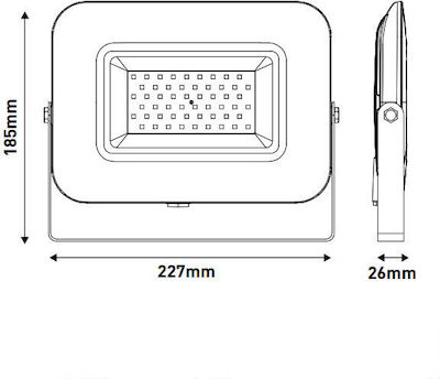 Eurolamp Waterproof LED Floodlight 50W Warm White 3000K IP65