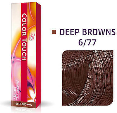 Wella Color Touch Deep Browns Βαφή Μαλλιών Χωρίς Αμμωνία 6/77 Ξανθό Σκούρο Καφέ Έντονο 60ml