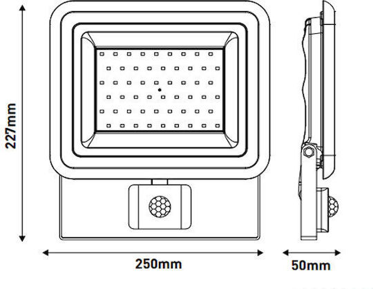 Eurolamp Waterproof LED Floodlight 50W Natural White 4000K with Photocell IP44