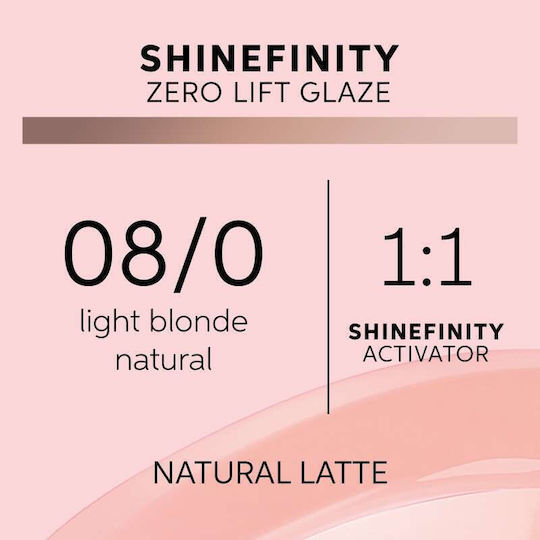 Wella Shinefinity Zero Lift Glaze Προσωρινή Βαφή Μαλλιών 08/0 Natural Latte 60ml