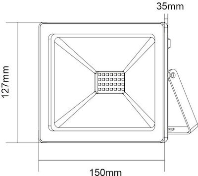 Aca Waterproof LED Floodlight 20W Cold White 6000K IP66