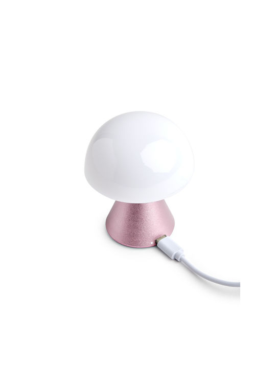 Lexon Metal Lampă de masă LED cu Abajur Alb și Bază Roz