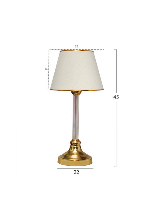 HomeMarkt Metal Table Lamp for Socket E27 with White Shade and Gold Base