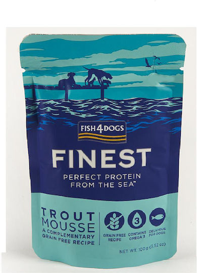 Fish4Dogs Finest Υγρή Τροφή Σκύλων σε Φακελάκι με Σολομό και Ψάρι χωρίς Σιτηρά 100gr