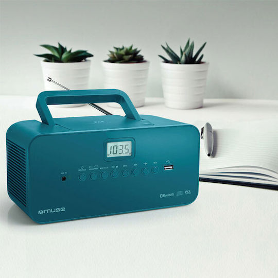 Muse Φορητό Ηχοσύστημα με Bluetooth / CD / MP3 / USB / Ραδιόφωνο Μπλε